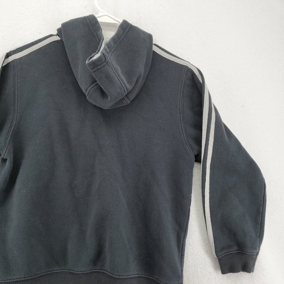 ADIDAS Top Kid's Long Sleeve Hooded Pullover High Neck Sweatshirt Black Med. - Picture 11 of 12